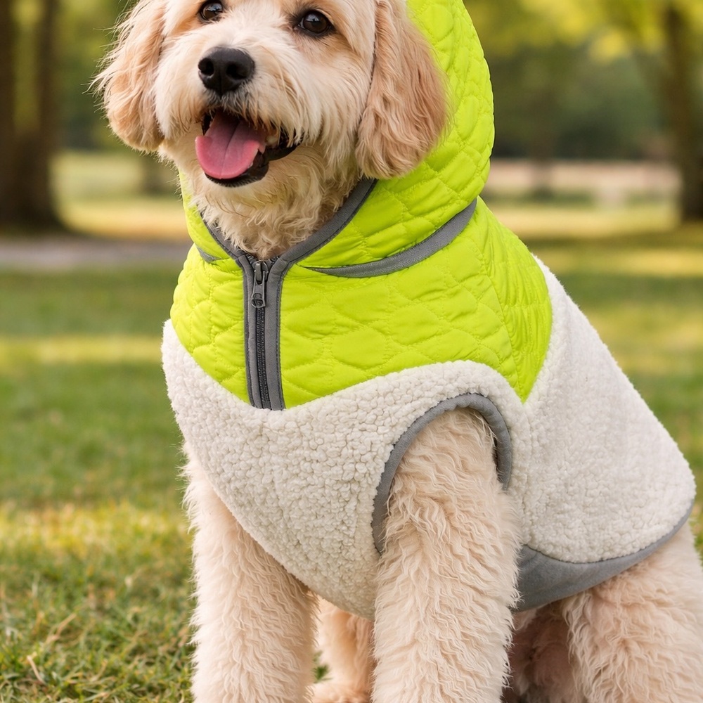 Vibrant Green and Cream Quilted Dog Vest